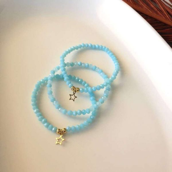 Set de Pulseras de Cristales Azules con Dijes