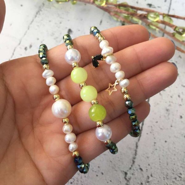 Set de Pulseras de Cristales con Perlas Cultivadas