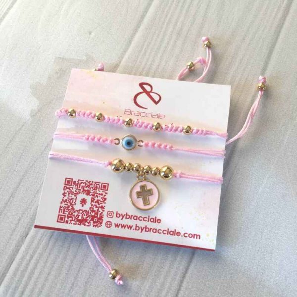 Set de Pulseras Ajustables con Cruz y Ojo Turco