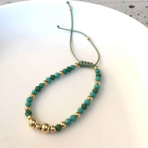 Pulsera Ajustable Verde con Balines