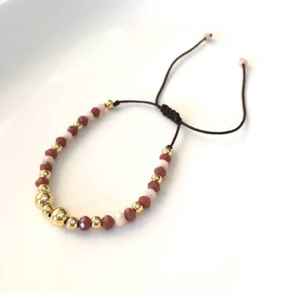 Pulsera Ajustable Marrón con Balines