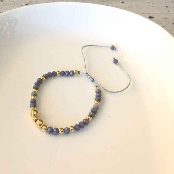 Pulsera Ajustable Gris con Balines