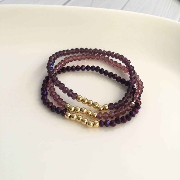 Set de Pulseras de Cristales Morados con Balines