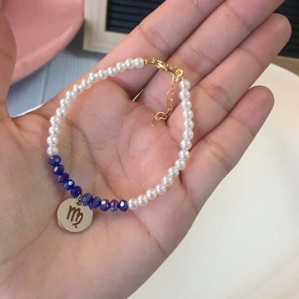 Pulsera de Perlas con Dije de Signo Zodiacal Virgo