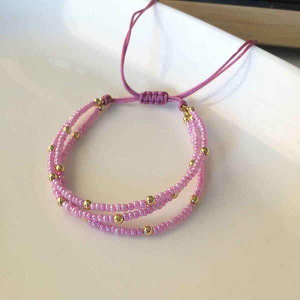 Pulsera Ajustable de Mostacillas Rosadas