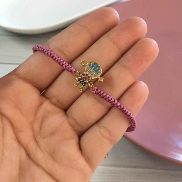 Pulsera Ajustable Rosada con Niña
