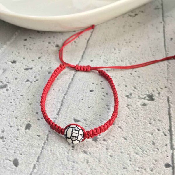 Pulsera Tejida con Pelota de Futbol
