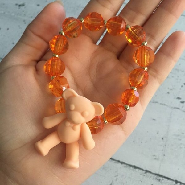 Pulsera de Cristales Naranja con Oso