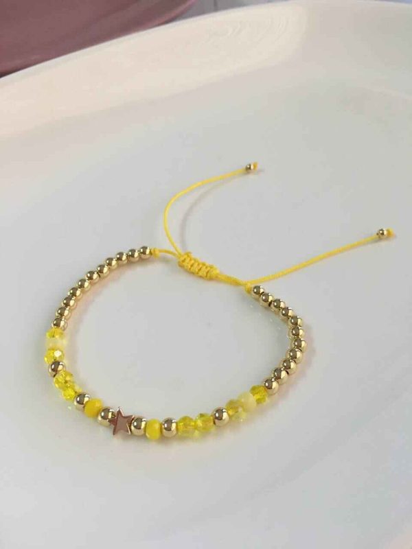 Pulsera de Balines con Cristales Amarillos y Estrella