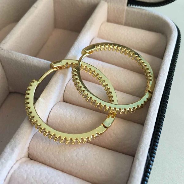 Argollas Gold con Circones Brillantes