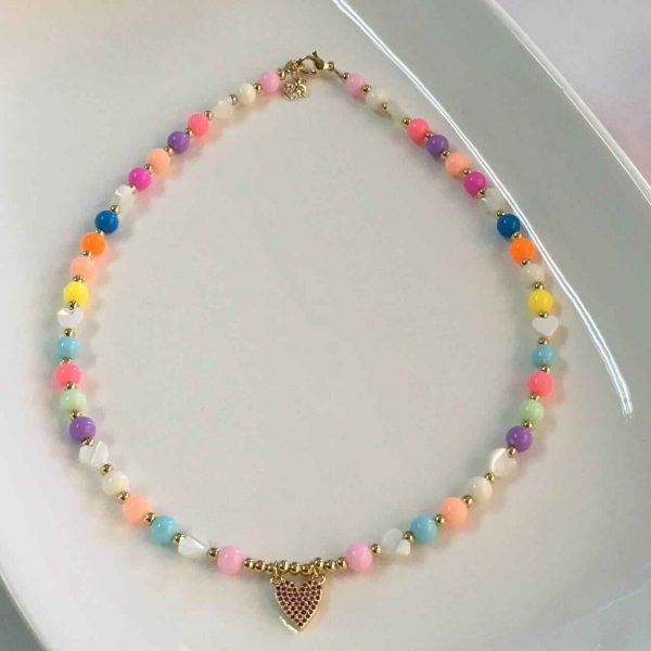 Gargantilla de Colores con Corazón Brillante
