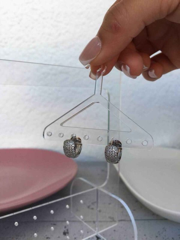 Mini Argollas Plateadas con Circones Brillantes