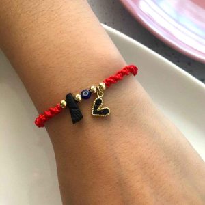 Pulsera Tejida con Azabache, Ojo Turco y Corazón