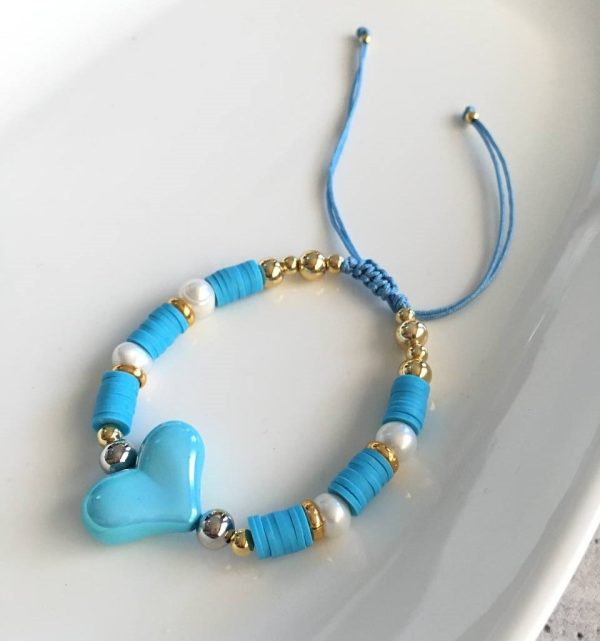 Pulsera de Gomitas Azules con Corazón