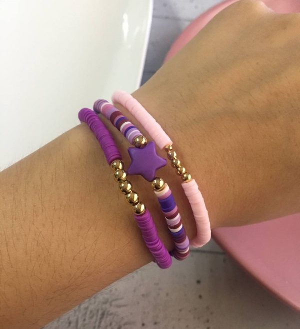 Set de Pulseras Moradas con Estrella