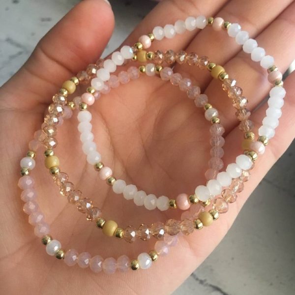 Set de Pulseras de Cristales Nude con Perlas
