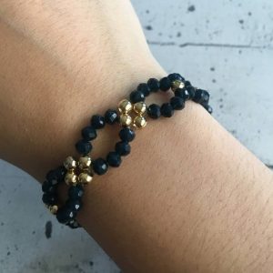 Pulsera de Cristales Negros con Balines