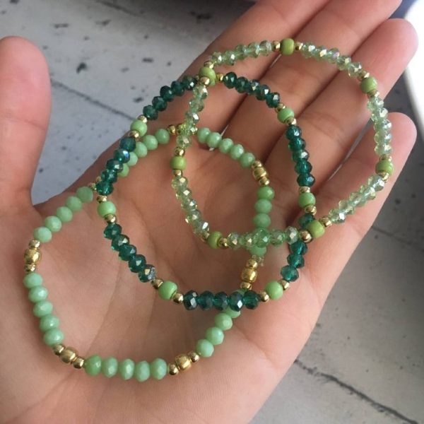 Set de Pulseras de Cristales Verdes con Balines