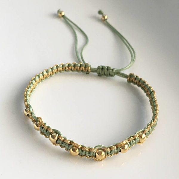 Pulsera Tejida Verde con Balines