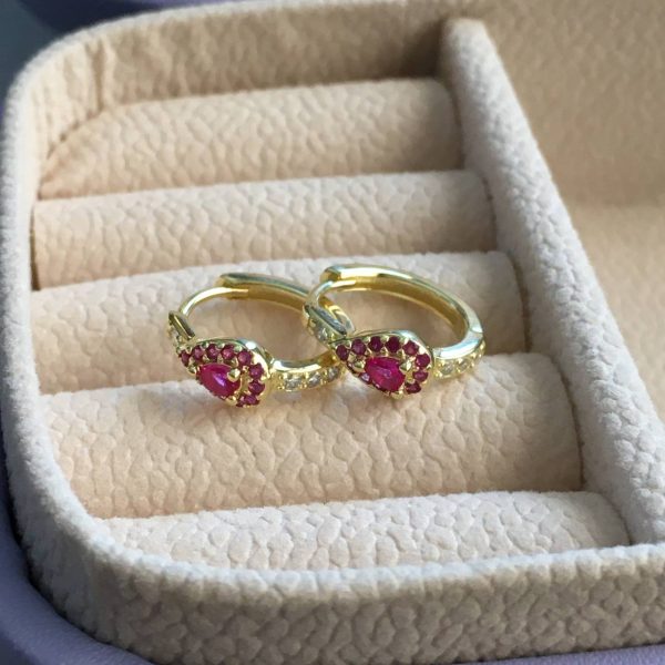 Argollas de Plata 925 con Circón Fucsia