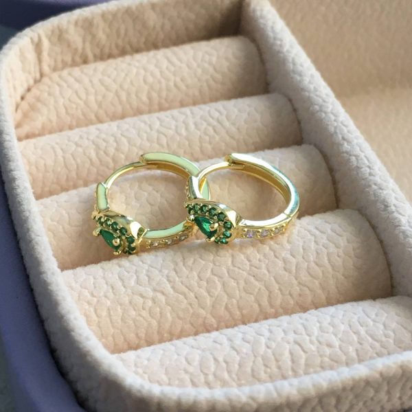 Argollas de Plata 925 con Circón Verde