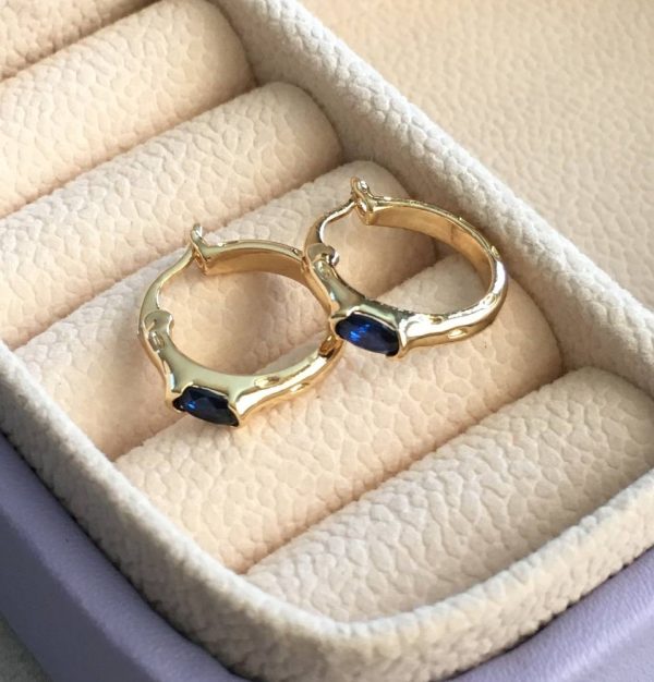 Argollas Gold con Circón Azul