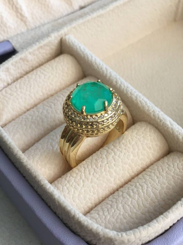 Anillo Gold con Circón Verde