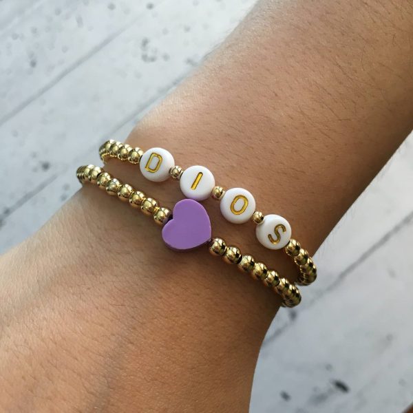 Set de Pulseras de Balines con Letras y Corazón