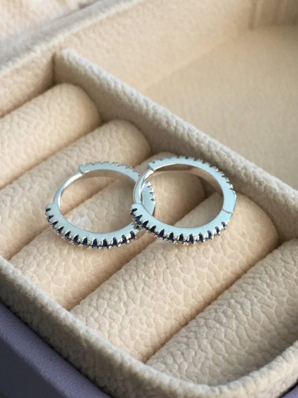 Argollas de Plata 925 con Circones Azules