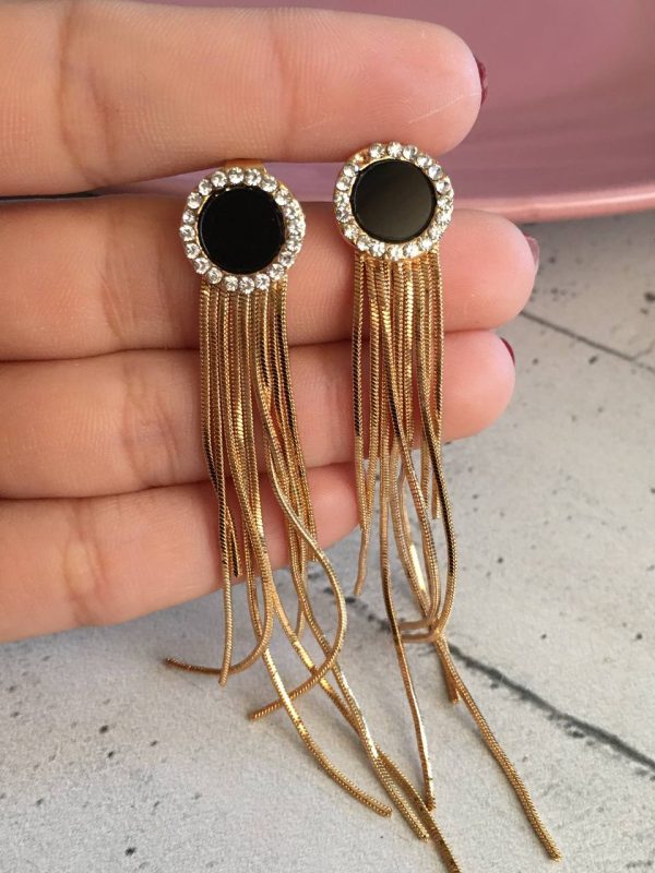 Aretes Gold con Circón Negro