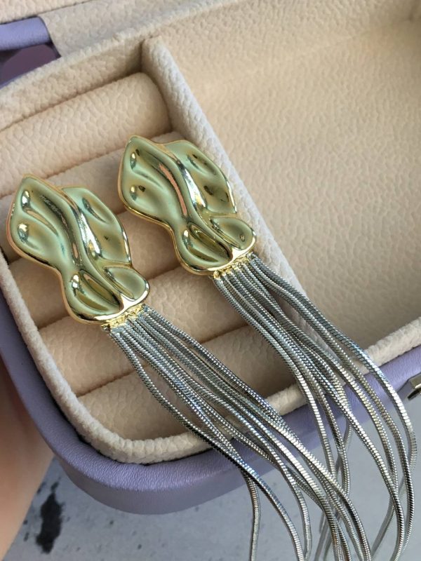 Aretes Plateados con Dorado
